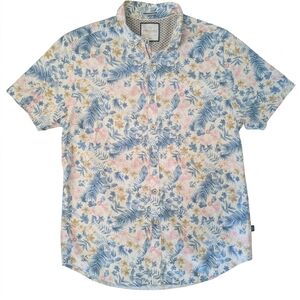 Denim & Flower Men’s Slim Fit Tropical Floral Hawaiian Button Up Shirt Medium M